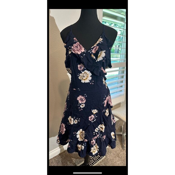 Love Fire Floral navy blue summer dress size XL - Picture 1 of 2